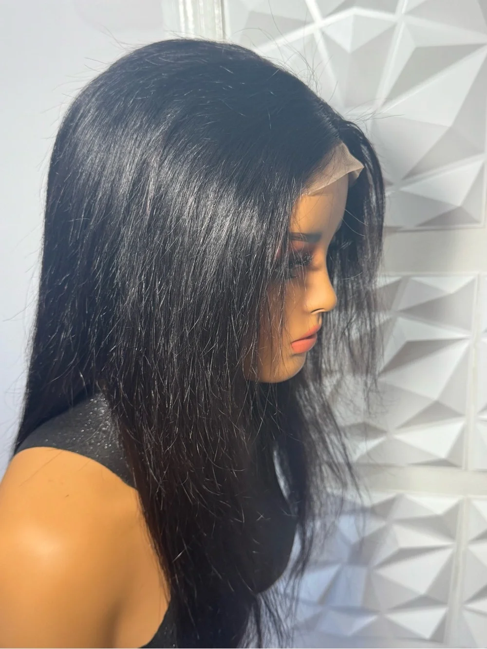 18 Inch 100% Human Hair 4x4 Closure Wig Glueless Natural Black Lace Wig